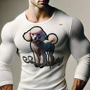 長袖Tシャツ 人間用 メンズ 秋春夏 プリント レジャー アウトドア カジュアル かわいい 犬ファン メガネ プードル 首輪
