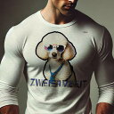 長袖Tシャツ 人間用 メンズ 秋春夏 プリント レジャー アウトドア カジュアル かわいい 犬ファン サングラス プードル ネクタイ
