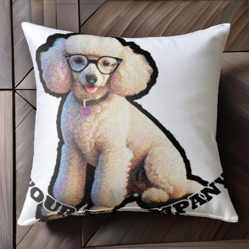 メガネ プードル 首輪 犬 クッションカバー 45×45cm アニマル柄 おしゃれ 可愛い クッション本体付き 正方形 犬ファン