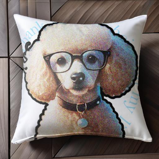 メガネ プードル 首輪 クッションカバー 45×45cm アニマル柄 おしゃれ 可愛い クッション本体付き 正方..