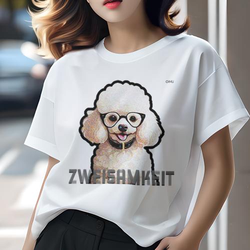 Tシャツ レディース 犬ファン 半袖 春夏 犬柄 プリント カジュアル かわいい 人間用 フィットネス ダンス メガネ プードル