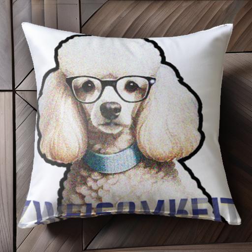 メガネ プードル クッションカバー 45×45cm アニマル柄 おしゃれ 可愛い クッション本体付き 正方形 犬..