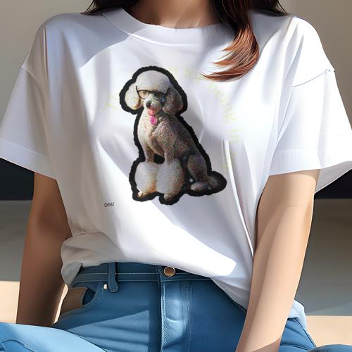 Tシャツ レディース 犬ファン 半袖 春夏 犬柄 プリント カジュアル かわいい 人間用 フィットネス ダンス メガネ プードル 可愛い キュート 愛らしい ファッション