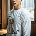 長袖Tシャツ 人間用 メンズ 秋春夏 プリント レジャー アウトドア カジュアル かわいい 犬ファン サングラス プードル カラフル メッセージ モダン アクセサリー