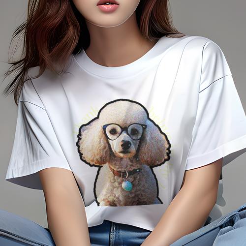 Tシャツ レディース 犬ファン 半袖 春夏 犬柄 プリント カジュアル かわいい 人間用 フィットネス ダンス メガネ プードル ネックレス Tシャツ レディース 犬ファン 半袖 春夏 犬柄 プリント カジュアル かわいい 人間用 フィットネス ダンス メガネ プードル ネックレス