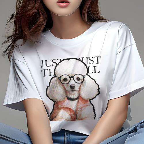 Tシャツ レディース 犬ファン 半袖 春夏 犬柄 プリント カジュアル かわいい 人間用 フィットネス ダンス 眼鏡 プードル ジャケット