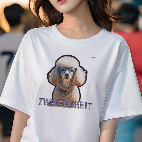 Tシャツ レディース 犬ファン 半袖 春夏 犬柄 プリント カジュアル かわいい 人間用 フィットネス ダンス メガネ プードル ネックレス Tシャツ レディース 犬ファン 半袖 春夏 犬柄 プリント カジュアル かわいい 人間用 フィットネス ダンス メガネ プードル ネックレス