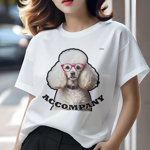 Tシャツ レディース 犬ファン 半袖 春夏 犬柄 プリント カジュアル かわいい 人間用 フィットネス ダンス メガネ プードル Tシャツ レディース 犬ファン 半袖 春夏 犬柄 プリント カジュアル かわいい 人間用 フィットネス ダンス メガネ プードル