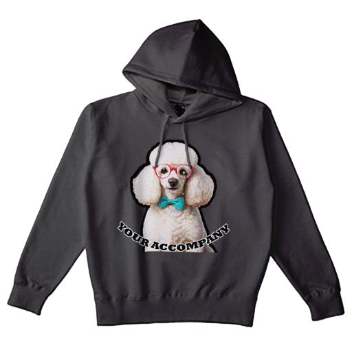 パーカー 人間用 メンズ 秋春夏 プリント レジャー ポケットレス プルオーバーパーカー カジュアル かわいい 犬ファン 赤い眼鏡 プードル 青い蝶ネクタイ