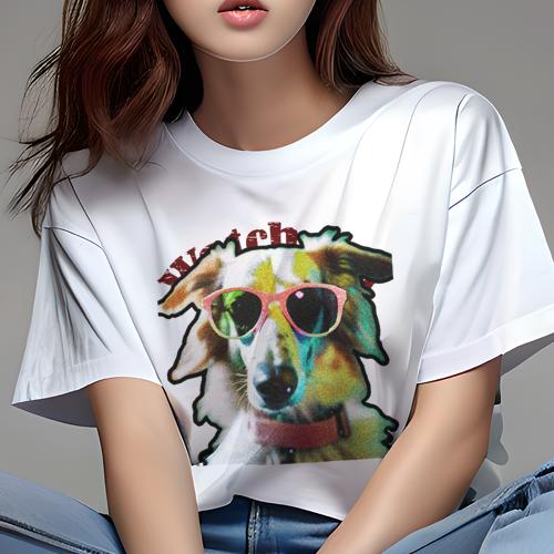 Tシャツ レディース 犬ファン 半袖 春夏 犬柄 プリント カジュアル かわいい 人間用 フィットネス ダンス サングラス ボーダーコリー 首輪 Tシャツ レディース 犬ファン 半袖 春夏 犬柄 プリント カジュアル かわいい 人間用 フィットネス ダンス サングラス ボーダーコリー 首輪