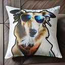 サングラス コリー コート クッションカバー 45×45cm アニマル柄 おしゃれ 可愛い クッション本体付き 正方形 犬ファン