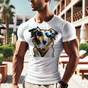 Tシャツ メンズ キッズ 犬ファン 半袖 春夏 犬柄 プリント カジュアル かわいい 人間用 フィットネス ダンス サングラス コリー コート