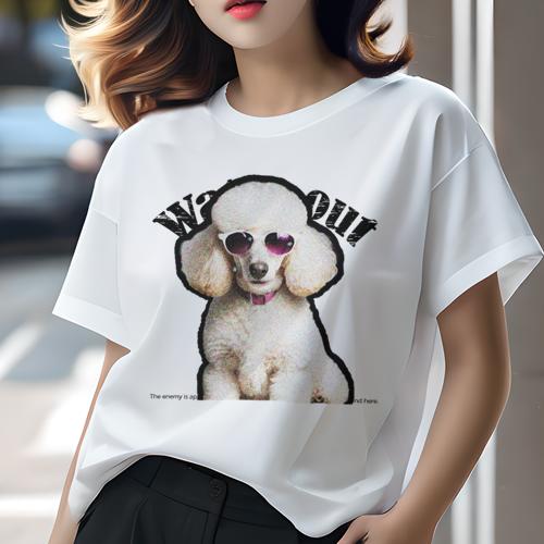 Tシャツ レディース 犬ファン 半袖 春夏 犬柄 プリント カジュアル かわいい 人間用 フィットネス ダンス サングラス プードル 首輪 Tシャツ レディース 犬ファン 半袖 春夏 犬柄 プリント カジュアル かわいい 人間用 フィットネス ダンス サングラス プードル 首輪