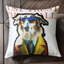 サングラス ボーダーコリー ジャケット ネクタイ クッションカバー 45×45cm アニマル柄 おしゃれ 可愛い クッション本体付き 正方形 犬ファン