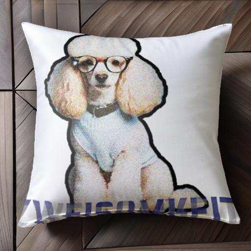 メガネ プードル 服 クッションカバー 45×45cm アニマル柄 おしゃれ 可愛い クッション本体付き 正方形..