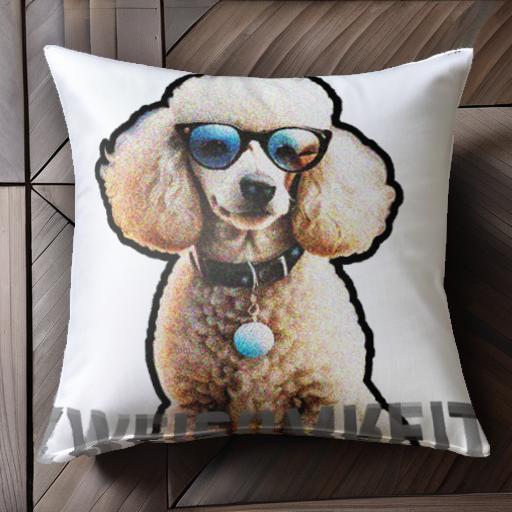 サングラス プードル クッションカバー 45×45cm アニマル柄 おしゃれ 可愛い クッション本体付き 正方形 犬ファン