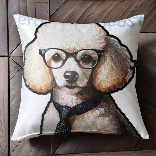 眼鏡 プードル ネクタイ クッションカバー 45×45cm アニマル柄 おしゃれ 可愛い クッション本体付き 正..