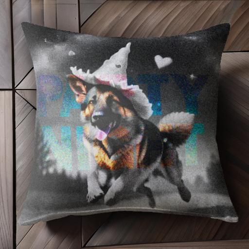 帽子 ジャーマンシェパードドッグ ハート 夜 森 クッションカバー 45×45cm アニマル柄 おしゃれ 可愛い..