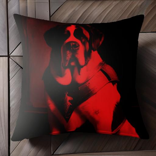 鎧 セントバーナード 赤の照明 クッションカバー 45×45cm アニマル柄 おしゃれ 可愛い クッション本体付き 正方形 犬ファン