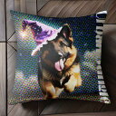 星 ジャーマンシェパード ハット カラフル テキスト クッションカバー 45×45cm アニマル柄 おしゃれ 可愛い クッション本体付き 正方形 犬ファン
