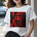 Tシャツ レディース 犬ファン 半袖 春夏 犬柄 プリント カジュアル かわいい 人間用 フィットネス ダンス サングラス ボーダーコリー コート スカーフ 赤...