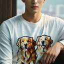 長袖Tシャツ 人間用 メンズ 秋春夏 プリント レジャー アウトドア カジュアル かわいい 犬ファン 感謝 ゴールデンレトリーバー