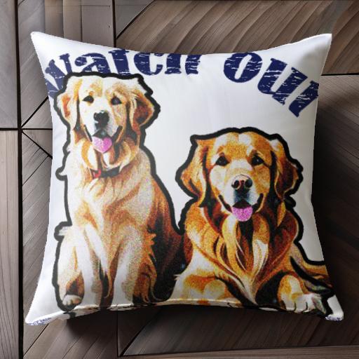 ウォッチアウト ゴールデンレトリバー 犬 ペア クッションカバー 45×45cm アニマル柄 おしゃれ 可愛い クッション本体付き 正方形 犬ファン ウォッチアウト ゴールデンレトリバー 犬 ペア クッションカバー 45×45cm アニマル柄 おしゃれ 可愛い クッション本体付き 正方形 犬ファン