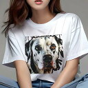 Tシャツ レディース 犬ファン 半袖 春夏 犬柄 プリント カジュアル かわいい 人間用 フィットネス ダンス ダルメシアン(4)