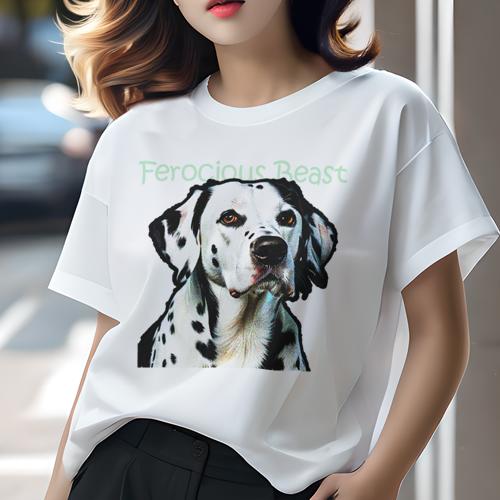 Tシャツ レディース 犬ファン 半袖 春夏 犬柄 プリント カジュアル かわいい 人間用 フィットネス ダンス ダルメシアン