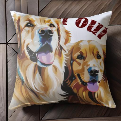 笑顔 ゴールデンレトリバー 幸せ 家族 クッションカバー 45×45cm アニマル柄 おしゃれ 可愛い クッショ..