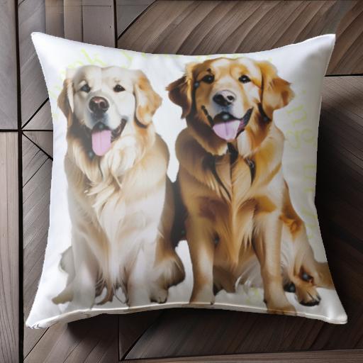 ありがとう ゴールデンレトリバー 幸せ 仲良し 犬の笑顔 クッションカバー 45×45cm アニマル柄 おしゃれ 可愛い クッション本体付き 正方形 犬ファン