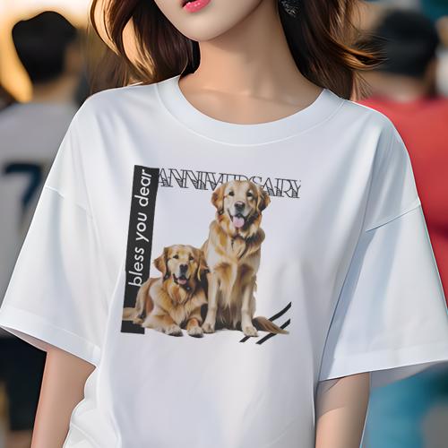 Tシャツ レディース 犬ファン 半袖 春夏 犬柄 プリント カジュアル かわいい 人間用 フィットネス ダンス 祝福 ゴールデンレトリバー 犬 可愛い 幸せ ペット Tシャツ レディース 犬ファン 半袖 春夏 犬柄 プリント カジュアル かわいい 人間用 フィットネス ダンス 祝福 ゴールデンレトリバー 犬 可愛い 幸せ ペット