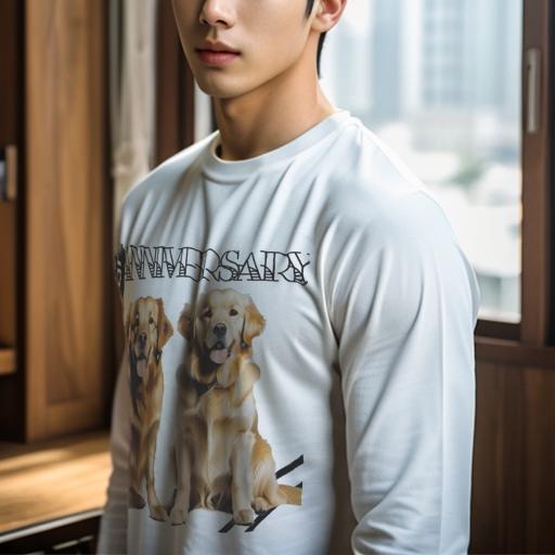 長袖Tシャツ 人間用 メンズ 秋春夏 プリント レジャー アウトドア カジュアル かわいい 犬ファン 祝福 ゴールデンレトリバー やさしさ ペット 家族 幸せ