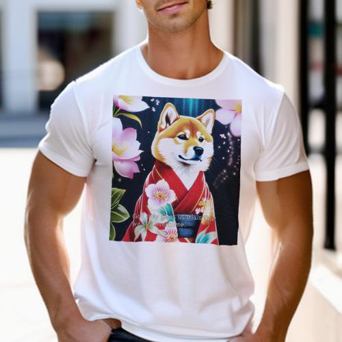 Tシャツ メンズ キッズ 犬ファン 半袖 春夏 犬柄 プリント カジュアル かわいい 人間用 フィットネス ダンス 着物 柴犬 花 桜 日本文化 Tシャツ メンズ キッズ 犬ファン 半袖 春夏 犬柄 プリント カジュアル かわいい 人間用 フィットネス ダンス 着物 柴犬 花 桜 日本文化