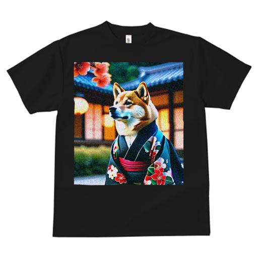 Tシャツ レディース 犬ファン 半袖 春夏 犬柄 プリント カジュアル かわいい 人間用 フィットネス ダンス 着物 柴犬 和風建築 提灯 梅の花