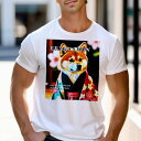 Tシャツ メンズ キッズ 犬ファン 半袖 春夏 犬柄 プリント カジュアル かわいい 人間用 フィットネス ダンス 和服 柴犬 着物 花