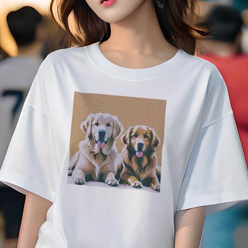 Tシャツ レディース 犬ファン 半袖 春夏 犬柄 プリント カジュアル かわいい 人間用 フィットネス ダンス 笑顔 ゴールデンレトリバー 仲間 幸せ Tシャツ レディース 犬ファン 半袖 春夏 犬柄 プリント カジュアル かわいい 人間用 フィットネス ダンス 笑顔 ゴールデンレトリバー 仲間 幸せ