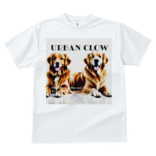 Tシャツ レディース 犬ファン 半袖 春夏 犬柄 プリント カジュアル かわいい 人間用 フィットネス ダンス 都市 ゴールデンレトリバー 屋上