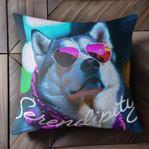 サングラス シベリアンハスキー 蛍光灯 パーティー カラフル クッションカバー 45×45cm アニマル柄 お..