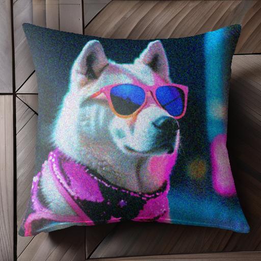 サングラス ハーネス ネオン クッションカバー 45×45cm アニマル柄 おしゃれ 可愛い クッション本体付..