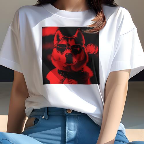 Tシャツ レディース 犬ファン 半袖 春夏 犬柄 プリント カジュアル かわいい 人間用 フィットネス ダンス サングラス シベリアンハスキー 赤 夜景 Tシャツ レディース 犬ファン 半袖 春夏 犬柄 プリント カジュアル かわいい 人間用 フィットネス ダンス サングラス シベリアンハスキー 赤 夜景
