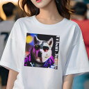 Tシャツ レディース 犬ファン 半袖 春夏 犬柄 プリント カジュアル かわいい 人間用 フィットネス ダンス サングラス その他 ライト ポップ アーバン ジュングル(4)