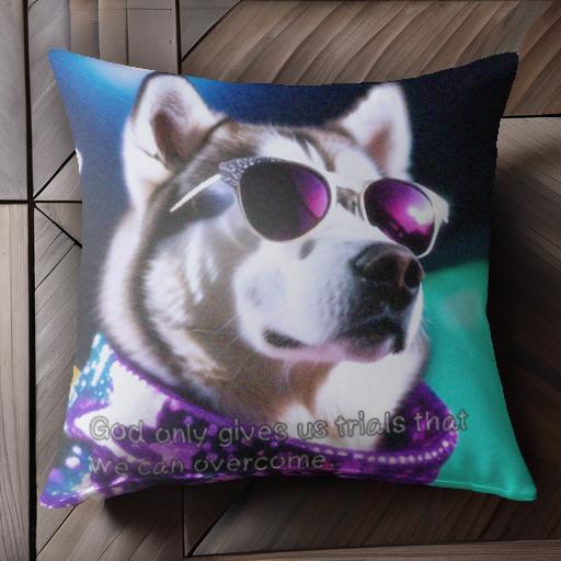 サングラス シベリアンハスキー 派手な服 蛍光灯 クッションカバー 45×45cm アニマル柄 おしゃれ 可愛..