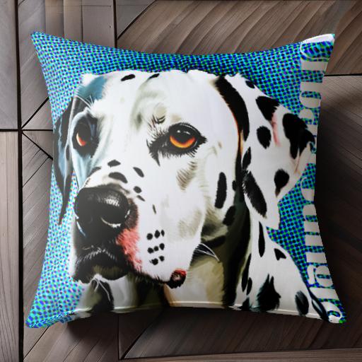 水玉 ダルメシアン 青 都市 クッションカバー 45×45cm アニマル柄 おしゃれ 可愛い クッション本体付き..
