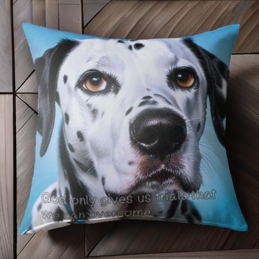 青 ダルメシアン 背景 犬のリード クッションカバー 45×45cm アニマル柄 おしゃれ 可愛い クッション本..