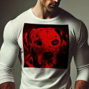 長袖Tシャツ 人間用 メンズ 秋春夏 プリント レジャー アウトドア カジュアル かわいい 犬ファン 赤 ダルメシアン アート ポップアート 犬