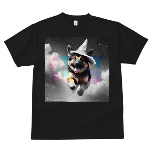 Tシャツ レディース 犬ファン 半袖 春夏 犬柄 プリント カジュアル かわいい 人間用 フィットネス ダンス パーティ ジャーマンシェパードドッグ 帽子 夜空 クラウド