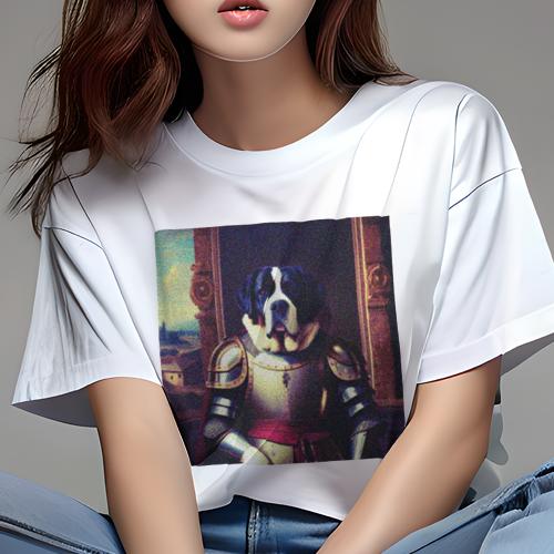 Tシャツ レディース 犬ファン 半袖 春夏 犬柄 プリント カジュアル かわいい 人間用 フィットネス ダンス 鎧 セントバーナード 中世 絵画 風景 Tシャツ レディース 犬ファン 半袖 春夏 犬柄 プリント カジュアル かわいい 人間用 フィットネス ダンス 鎧 セントバーナード 中世 絵画 風景