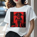 Tシャツ レディース 犬ファン 半袖 春夏 犬柄 プリント カジュアル かわいい 人間用 フィットネス ダンス 赤 セントバーナード ウィンドウ 黒(4)