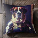 鎧 セントバーナード 歴史的な雰囲気 クッションカバー 45×45cm アニマル柄 おしゃれ 可愛い クッション本体付き 正方形 犬ファン
